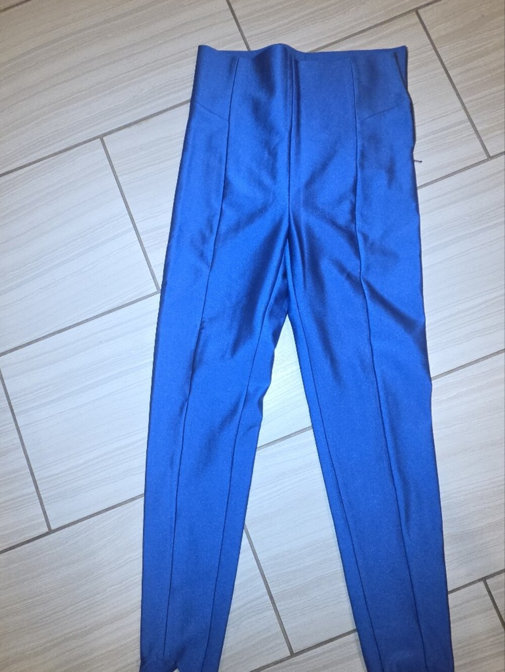 Zara Bright Blue High-Waist Tailored Trousers